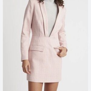 CHOOSY NWT Pink Plaid Long Sleeve Fitted Sheath Collared Shirt Mini Dress 10